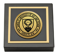 Santa Fe University of Art and Design Gold Engraved Medallion Paperweight