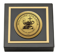 Waldorf College Gold Engraved Medallion Paperweight