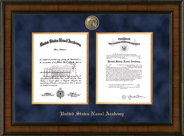 United States Naval Academy Presidential Masterpiece Double Diploma Frame in Madison