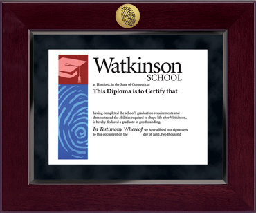 Watkinson School in Connecticut Millennium Gold Engraved Diploma Frame in Cordova