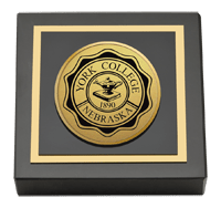 York College of Nebraska Gold Engraved Medallion Paperweight