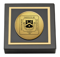 Wentworth Institute of Technology Gold Engraved Medallion Paperweight