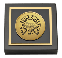 Foothill College Gold Engraved Medallion Paperweight