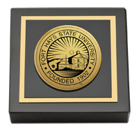 Fort Hays State University Gold Engraved Medallion Paperweight
