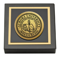 Aurora University Gold Engraved Medallion Paperweight