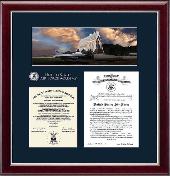 United States Air Force Academy Masterpiece Campus Scene Edition Document Frame in Gallery Silver