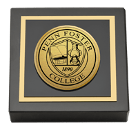 Penn Foster College paperweight - Gold Engraved Medallion Paperweight