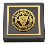 Marian University in Indiana Gold Engraved Medallion Paperweight