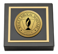 Wesley Biblical Seminary Gold Engraved Medallion Paperweight