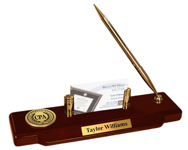 CPA Directory Inc. Gold Engraved Medallion Desk Pen Set