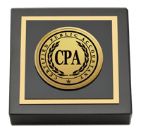 CPA Directory Inc. Gold Engraved Medallion Paperweight