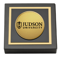 Judson University paperweight - Gold Engraved Medallion Paperweight