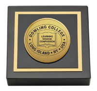 Dowling College Gold Engraved Medallion Paperweight