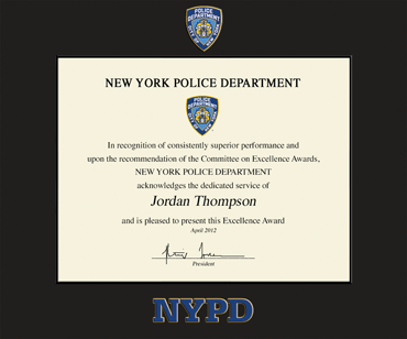 Police Department City of New York Spectrum Wall Certificate Frame in Expo Black