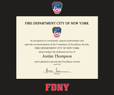 Fire Department City of New York Spectrum Wall Certificate Frame in Expo Black
