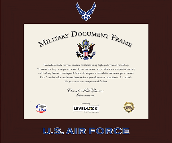 United States Air Force Spectrum Wall Certificate Frame in Expo Cherry