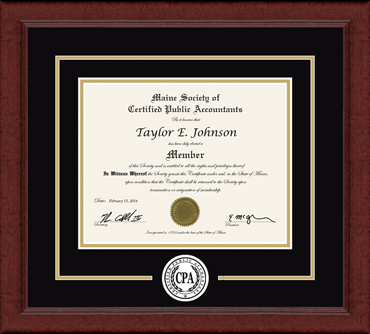 Maine Society of Certified Public Accountants certificate frame - Lasting Memories Circle Logo Certificate Frame in Sierra