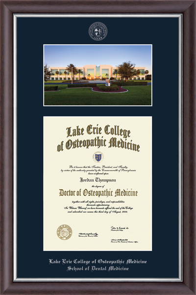 Lake Erie College of Osteopathic Medicine Bradenton Campus Scene Diploma Frame in Devonshire