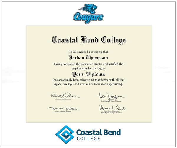 Coastal Bend College Spectrum Wall Diploma Frame in Expo White