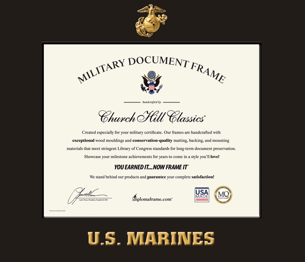 United States Marine Corps Spectrum Wall Certificate Frame Black in Expo Black
