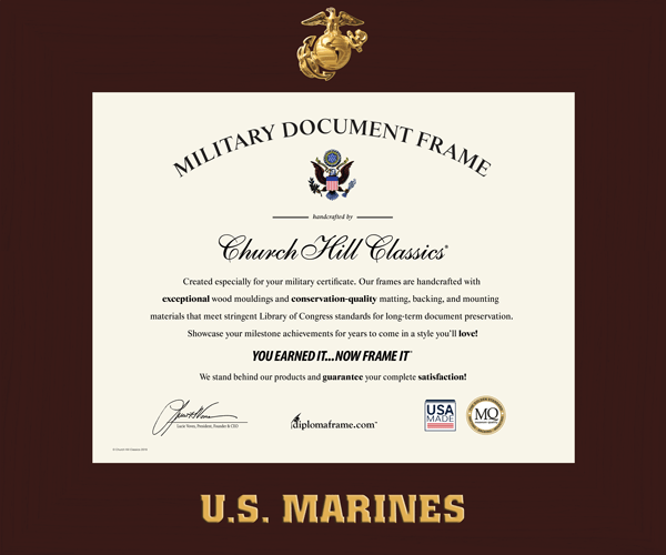 United States Marine Corps Spectrum Wall Certificate Frame in Expo Cherry