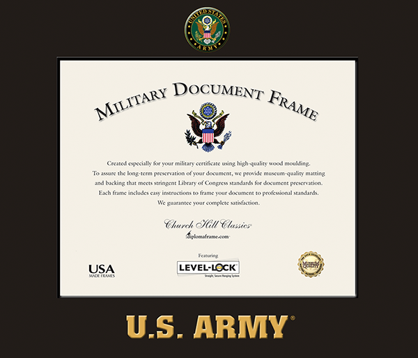 United States Army Spectrum Wall Certificate Frame in Expo Black