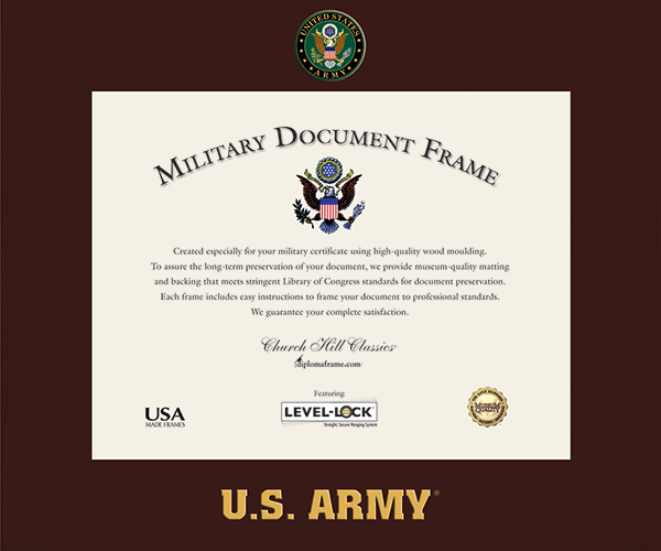 United States Army Spectrum Wall Certificate Frame in Expo Cherry
