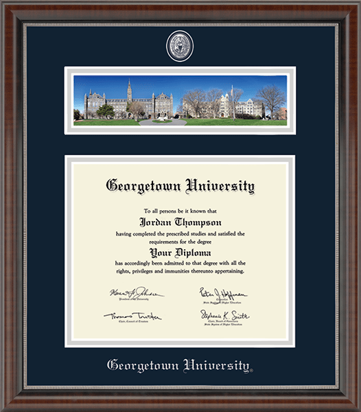 Georgetown University Campus Scene Masterpiece Diploma Frame in Chateau