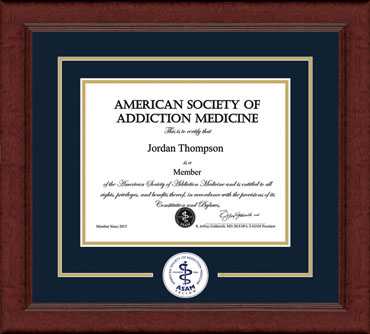 American Society of Addiction Medicine Lasting Memories Circle Logo Certificate Frame in Sierra