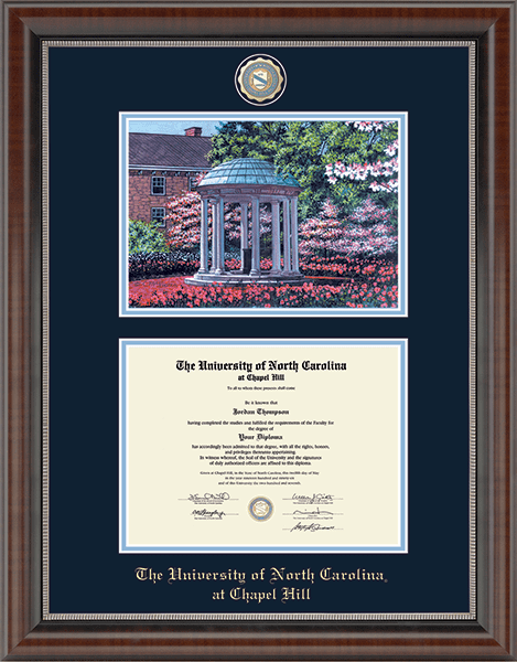 University of North Carolina Chapel Hill Campus Scene Masterpiece Diploma Frame in Chateau