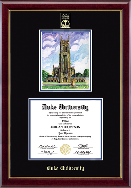 Duke University Duke Divinity Logo Campus Scene Overly Edition Diploma Frame in Gallery