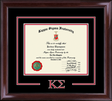 Kappa Sigma Fraternity Dimensions Certificate Frame in Encore