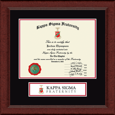 Kappa Sigma Fraternity Lasting Memories Banner Certificate Frame in Sierra