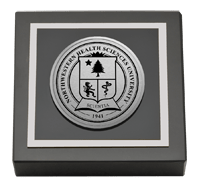 Northwestern Health Sciences University Silver Engraved Medallion Paperweight