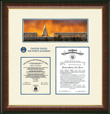 United States Air Force Academy Dimensions Campus Scene Double Document Frame in Murano