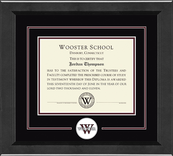 Wooster School in Connecticut Lasting Memories Circle Logo Diploma Frame in Arena