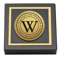 Wooster School in Connecticut Gold Engraved Medallion Paperweight