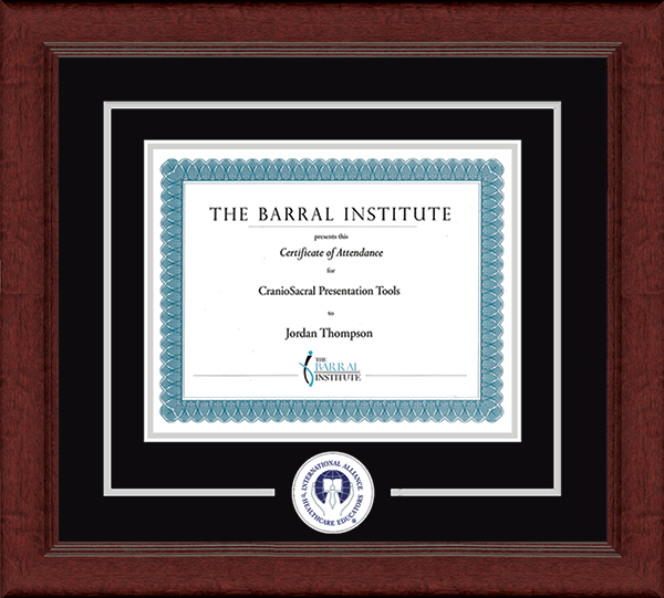 The Barral Institute Lasting Memories Circle Logo Certificate Frame in Sierra