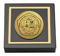 The American Board of General Dentistry Gold Engraved Medallion Paperweight
