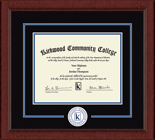 Kirkwood Community College Lasting Memories Circle Logo Diploma Frame in Sierra