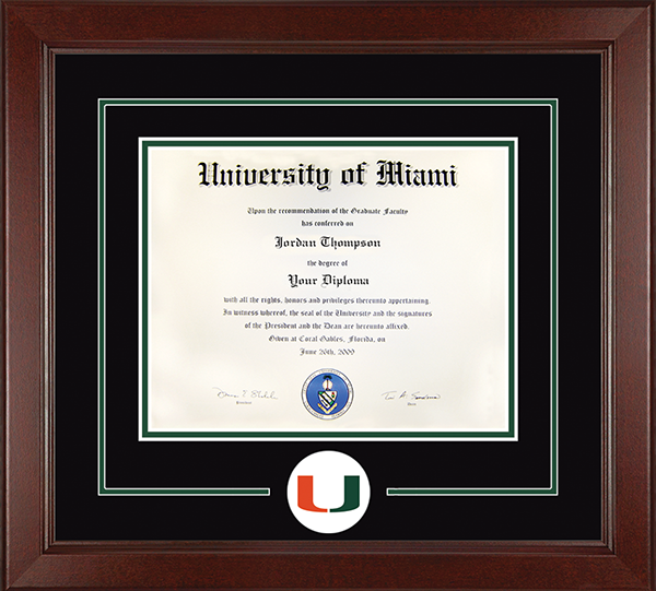 University of Miami Lasting Memories Circle Logo Diploma Frame in Sierra
