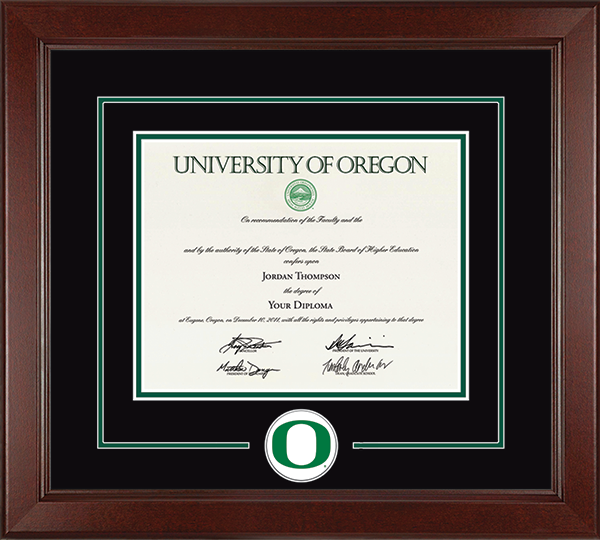 University of Oregon Lasting Memories Circle Logo Diploma Frame in Sierra