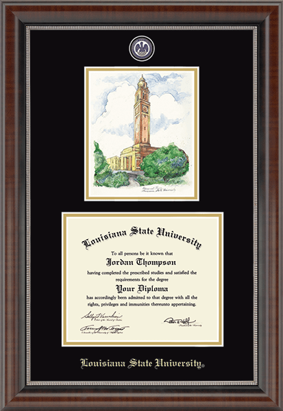 Louisiana State University Campus Scene Masterpiece Diploma Frame in Chateau