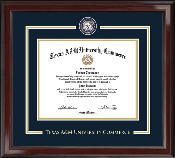 Texas A M University Commerce diploma frame campus degree certificate