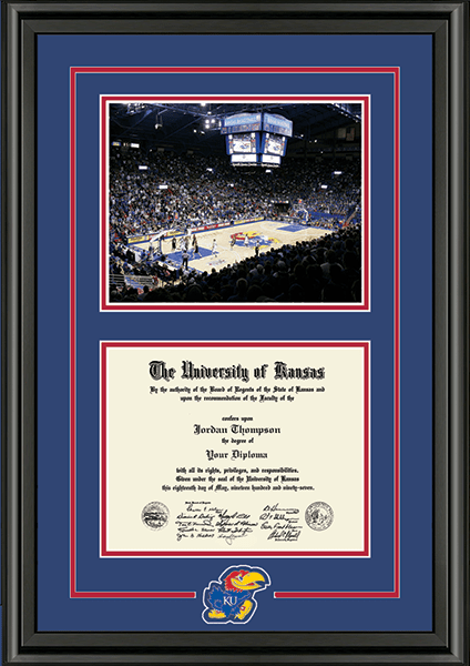 The University of Kansas diploma frame - Stadium Jayhawk Spirit Medallion Diploma Frame in Midnight