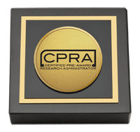 Research Administrators Certification Council paperweight - Gold Engraved Medallion Paperweight