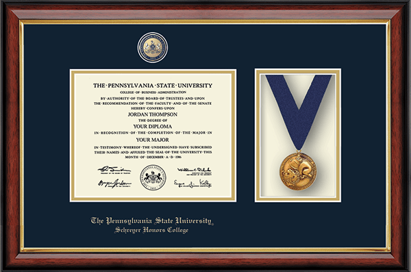 Pennsylvania State University Masterpiece Medal Diploma Frame in Southport Gold