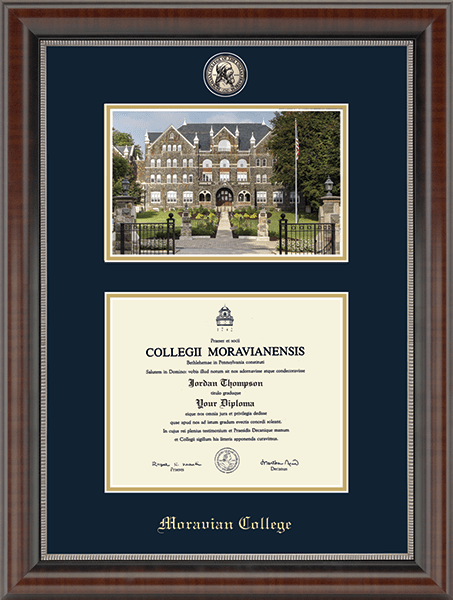 Moravian College Campus Scene Masterpiece Diploma Frame in Chateau