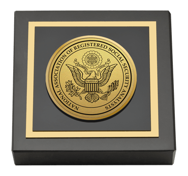 National Association of Registered Social Security Analysts paperweight - Gold Engraved Medallion Paperweight