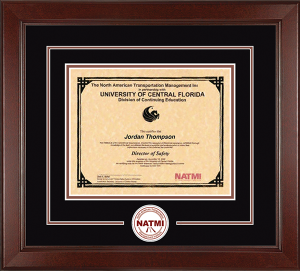 North American Transportation Management Inst Lasting Memories Circle Logo Certificate Frame in Sierra